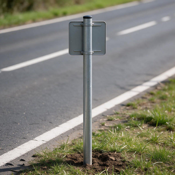Mât galvanisé Ø60 mm scellé en bord de route