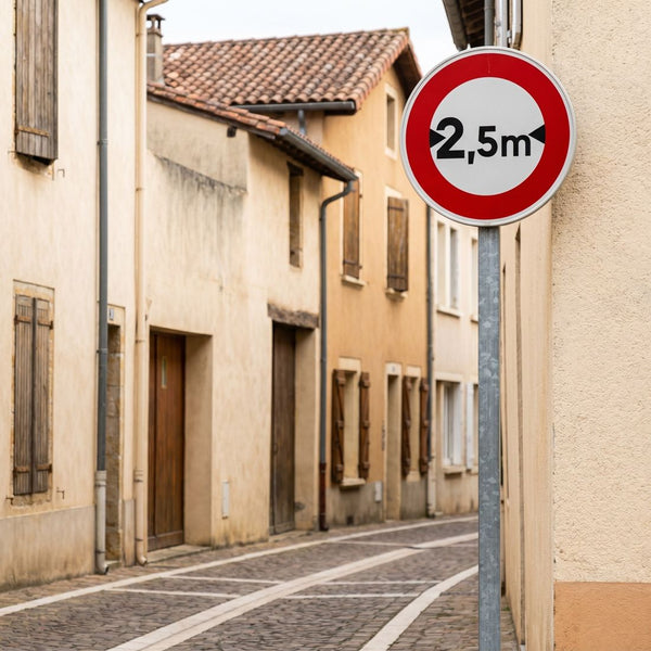 Panneau B11 — Accès interdit aux véhicules dont la largeur dépasse la valeur indiquée — mise en situation sur voirie