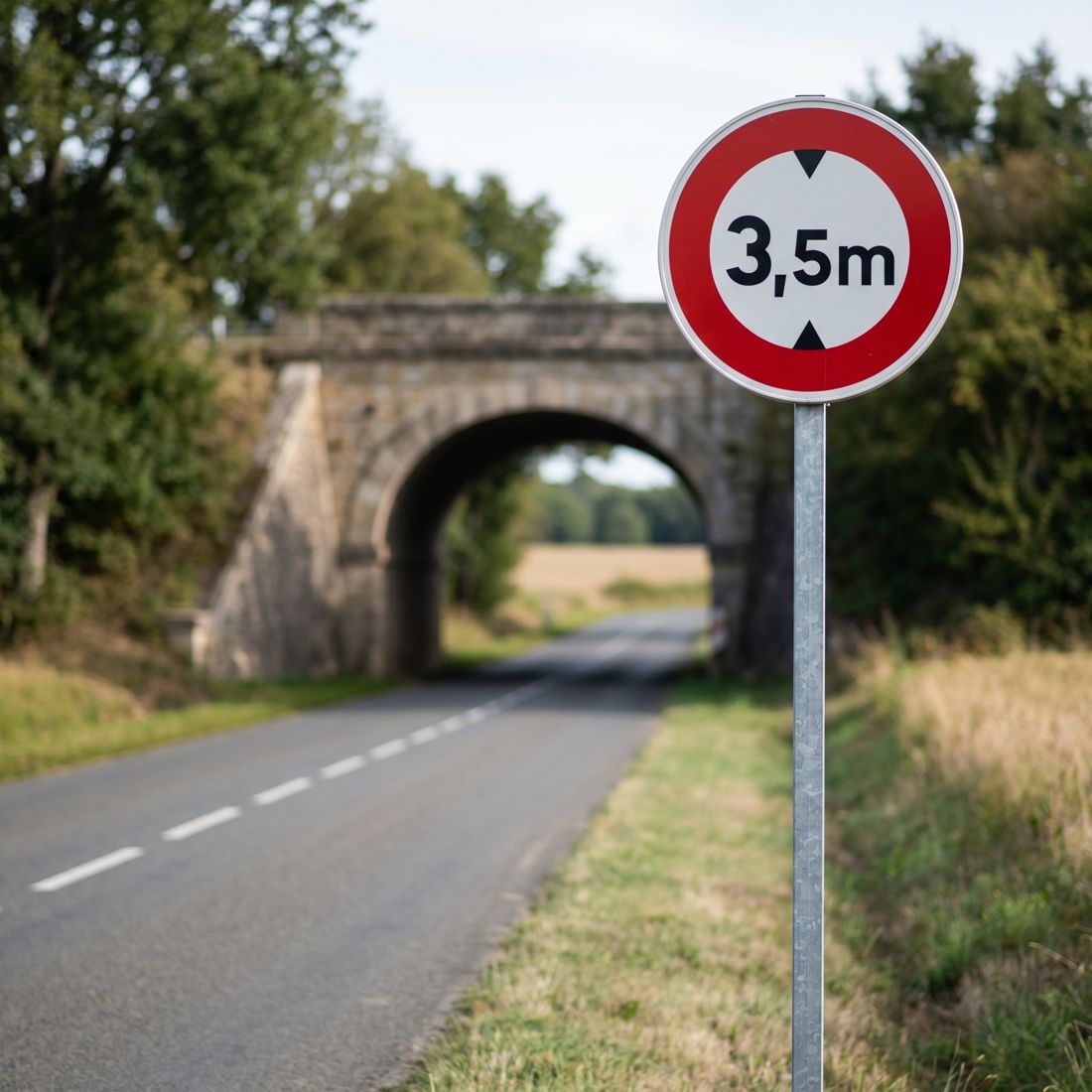 Panneau routier accès interdit aux véhicules dont la hauteur dépasse la valeur indiquée B12 Image secondaire du produit