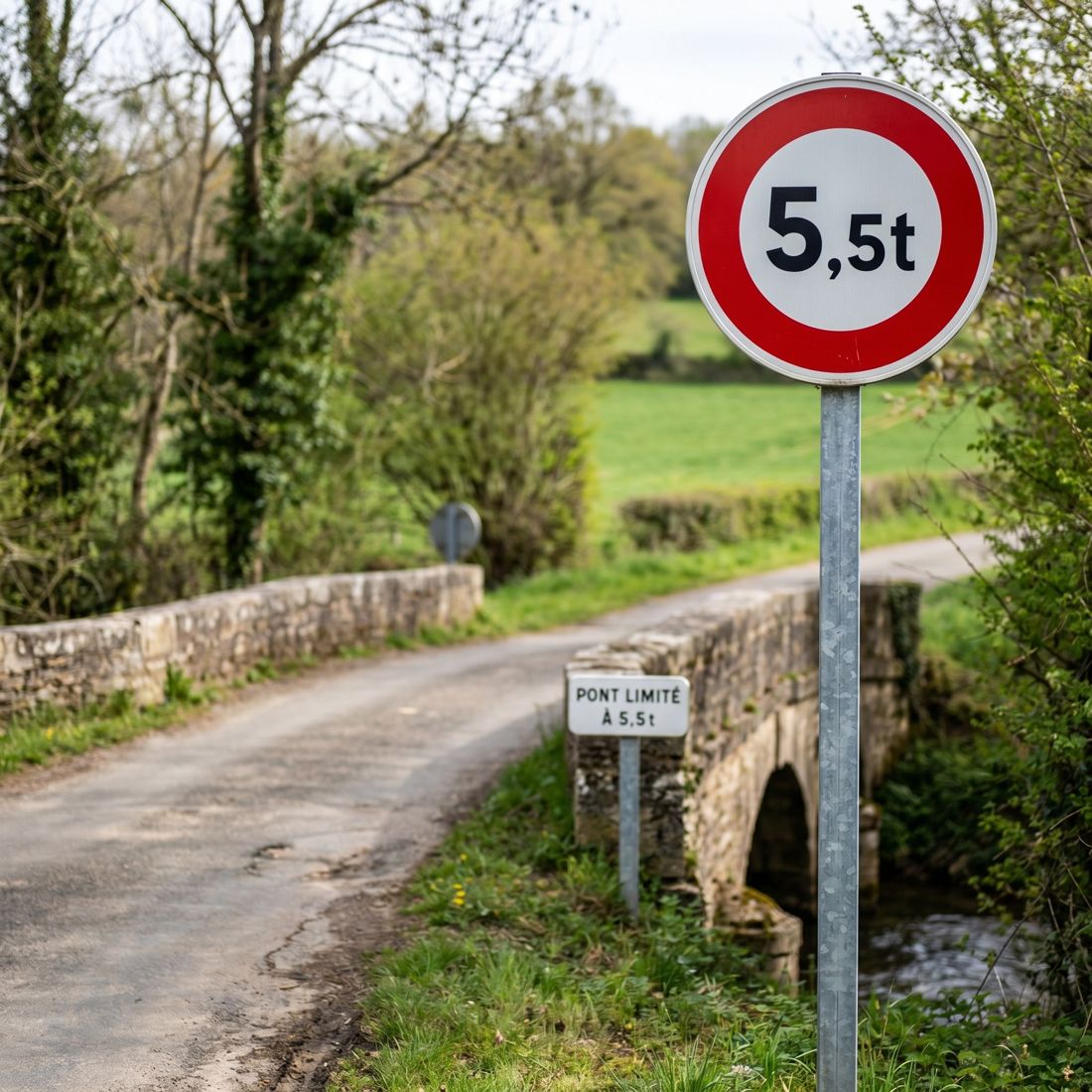 Panneau routier accès interdit aux véhicules dont le poids total dépasse la valeur indiquée B13 Image secondaire du produit