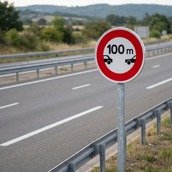 Panneau B17 — Intervalle minimal à respecter entre deux véhicules — mise en situation sur voirie