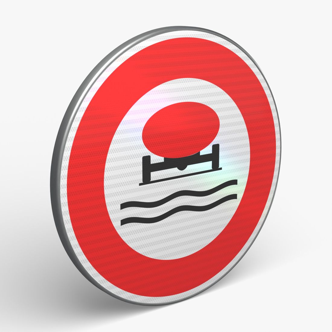 Panneau B18B — Accès interdit aux véhicules transportant des matières de nature à polluer les eaux — vue 3/4 face
