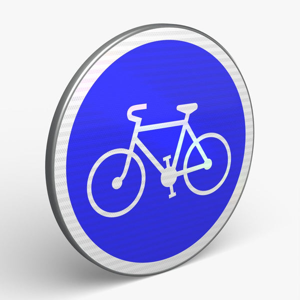 Panneau B22A — Piste ou bande cyclable obligatoire — vue 3/4 face