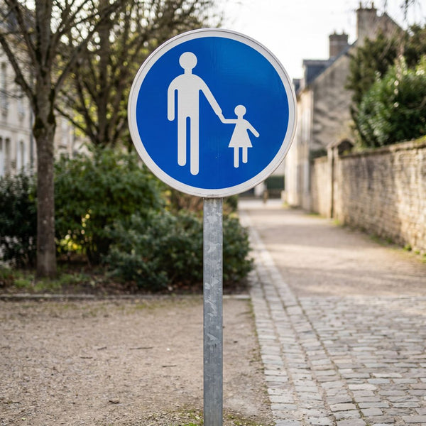 Panneau B22B — Chemin obligatoire pour piétons — mise en situation sur voirie