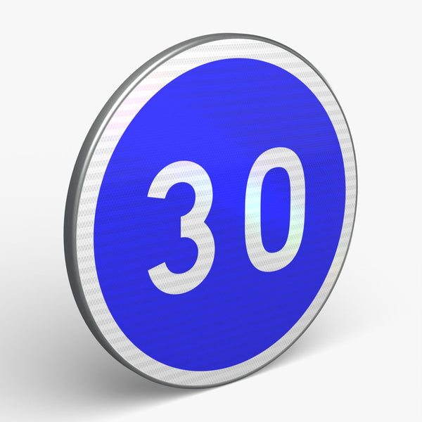 Panneau B25 — Vitesse minimale obligatoire — vue 3/4 face