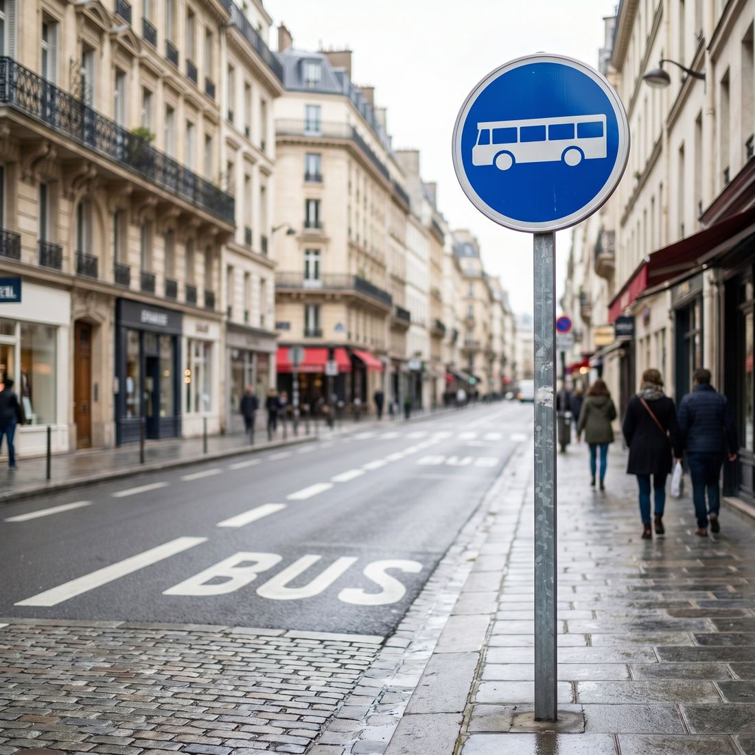 Panneau routier voie réservée aux véhicules des services réguliers de transport en commun B27a Image secondaire du produit