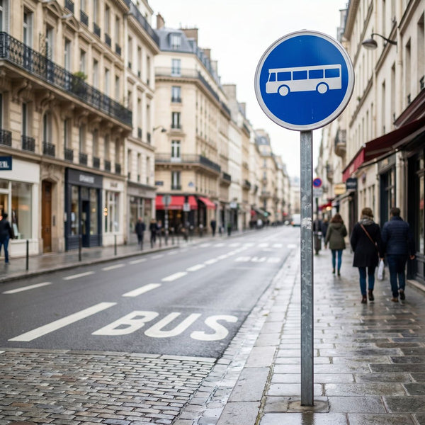 Panneau B27A — Voie réservée aux véhicules des services réguliers de transport en commun — mise en situation sur voirie