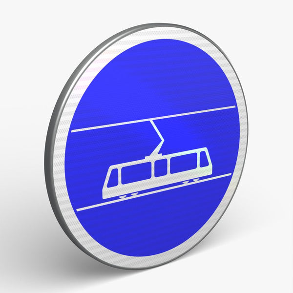 Panneau B27B — Voie réservée aux tramways — vue 3/4 face