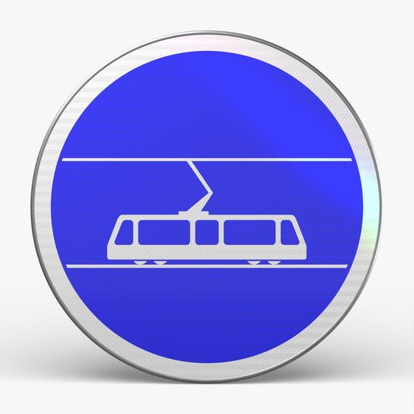 Panneau B27B — Voie réservée aux tramways — vue de face