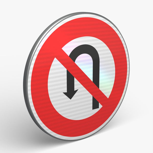 Panneau B2C — Interdiction de faire demi-tour — vue 3/4 face