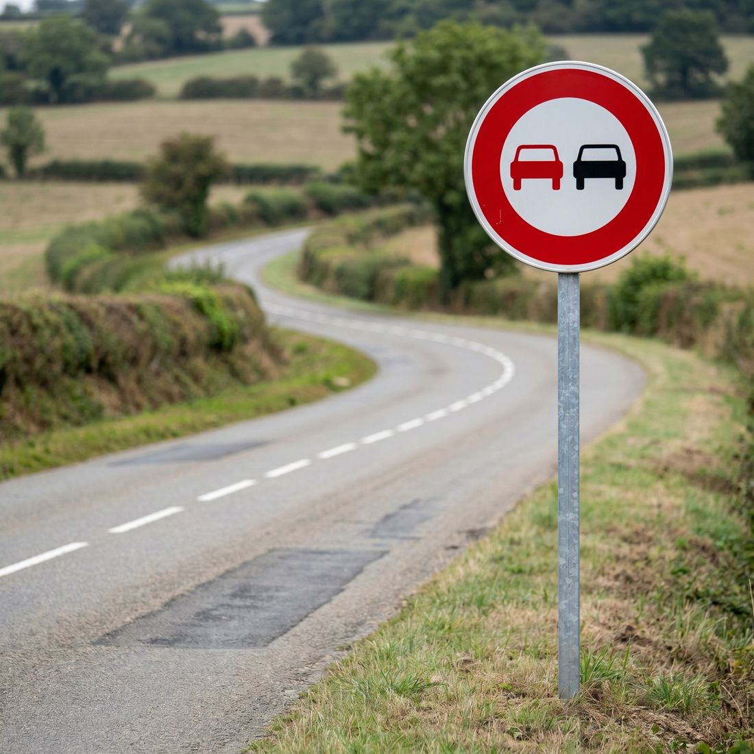 Panneau routier interdiction de dépasser tous les véhicules à moteur autres que ceux à deux roues B3 Image secondaire du produit