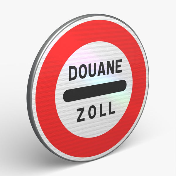 Panneau B4 — Arrêt obligatoire au poste de douane — vue 3/4 face