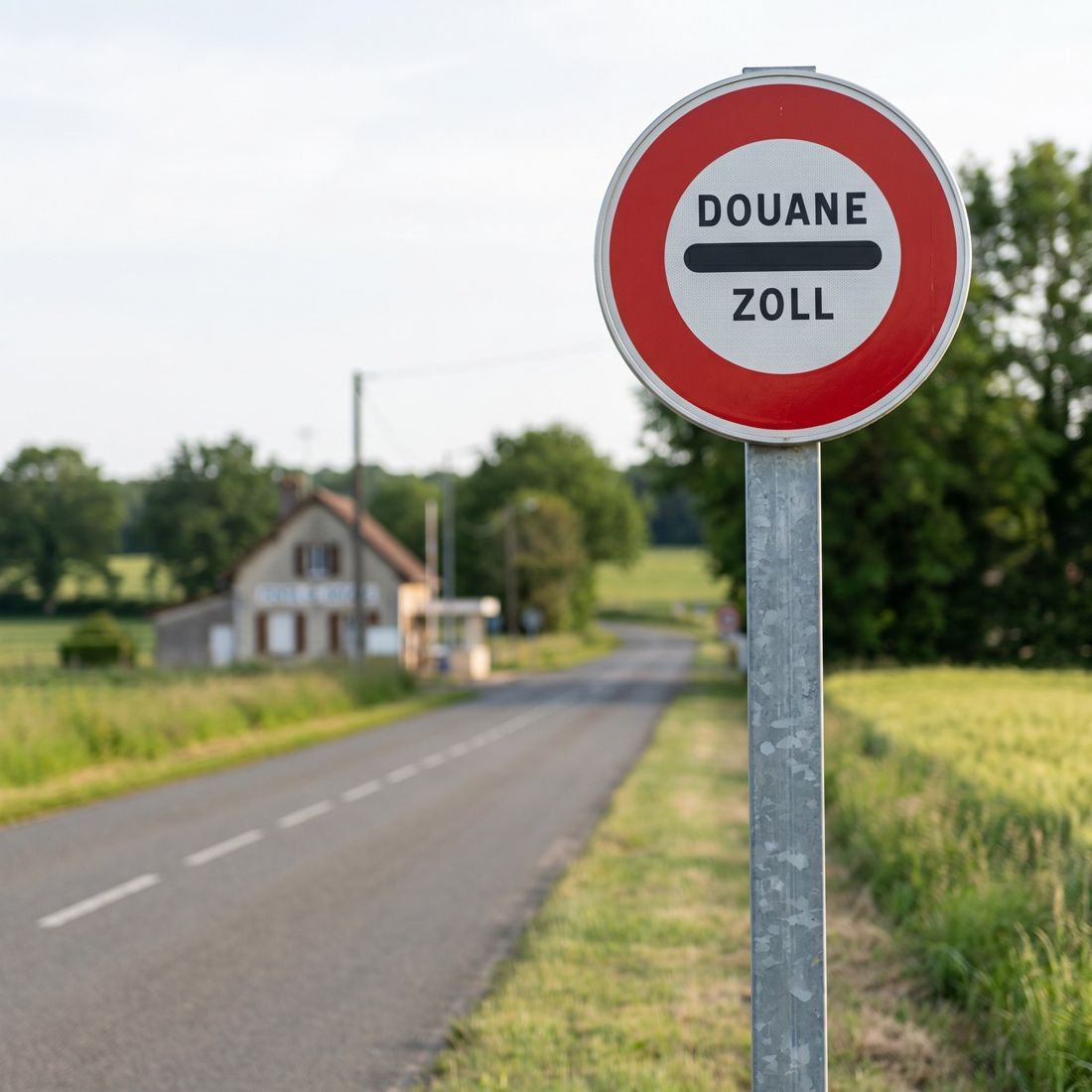 Panneau routier arrêt obligatoire au poste de douane B4 Image secondaire du produit