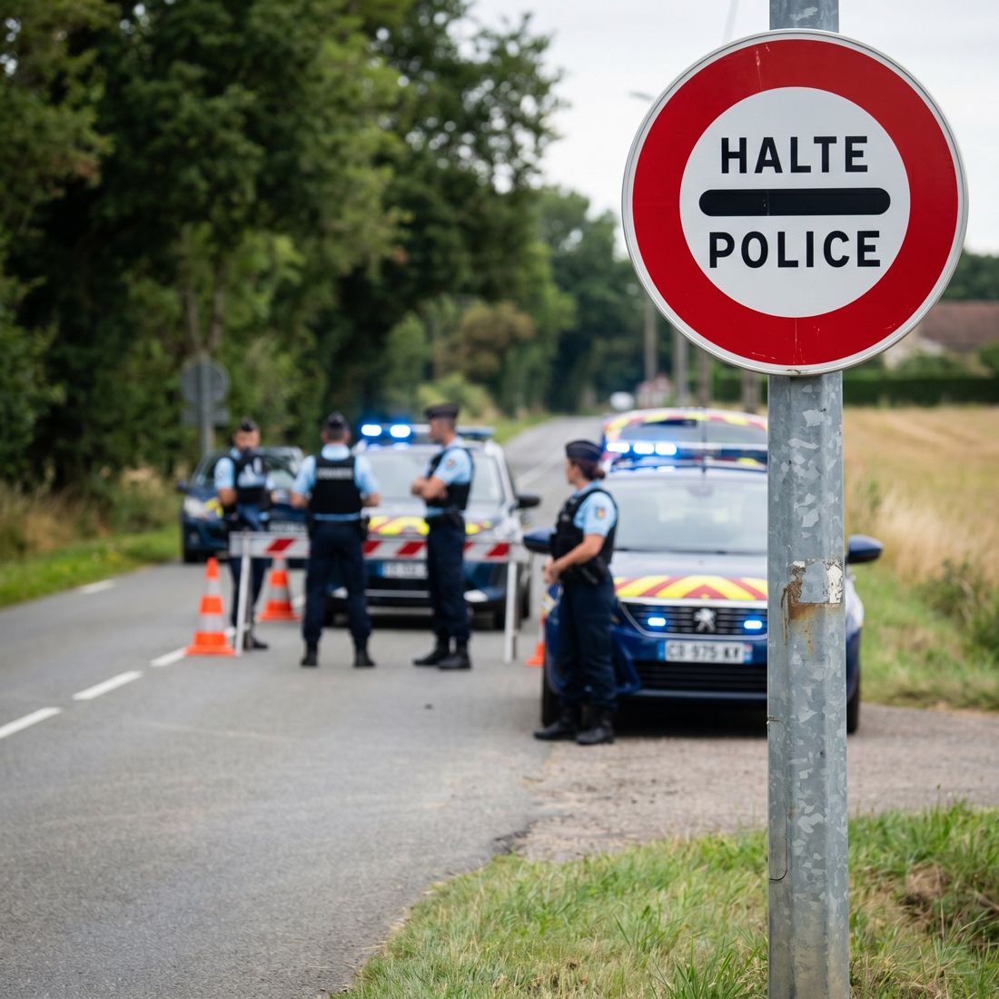 Panneau routier arrêt obligatoire à un barrage de gendarmerie B5b Image secondaire du produit