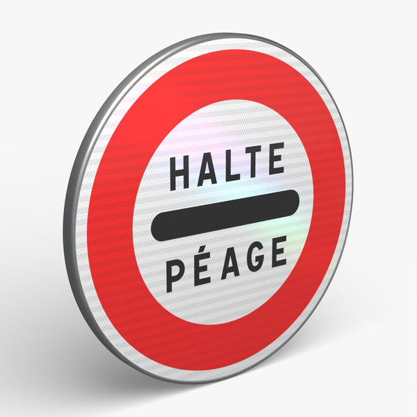 Panneau B5C — Arrêt obligatoire au poste de péage — vue 3/4 face