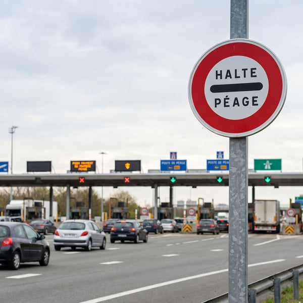 Panneau B5C — Arrêt obligatoire au poste de péage — mise en situation sur voirie