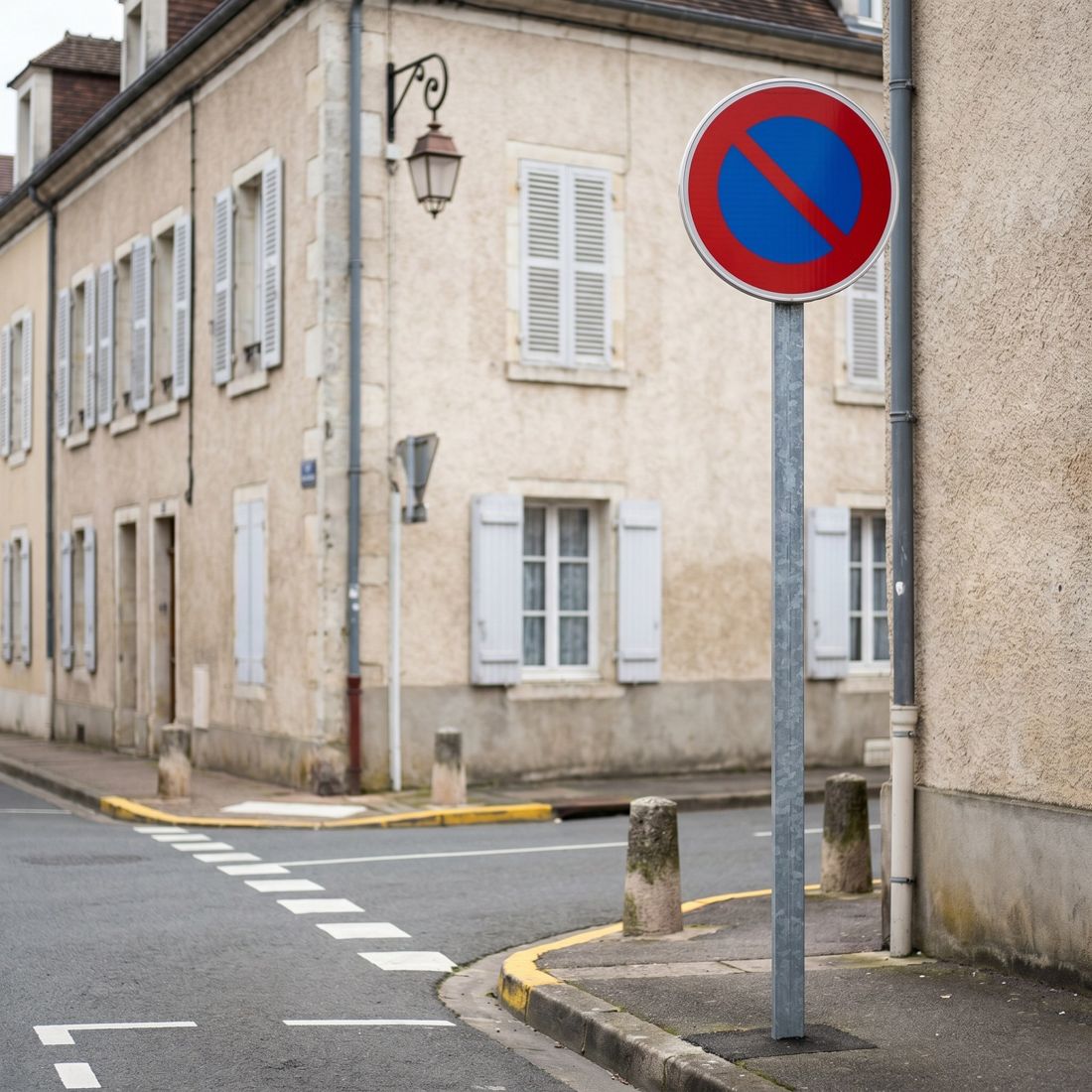 Panneau B6A1 — Stationnement interdit — mise en situation sur voirie