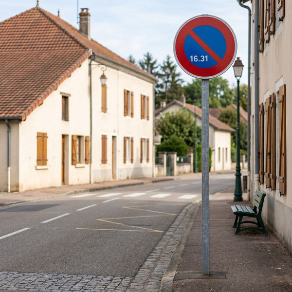 Panneau B6A3 — Stationnement interdit du 16 à la fin du mois — mise en situation sur voirie
