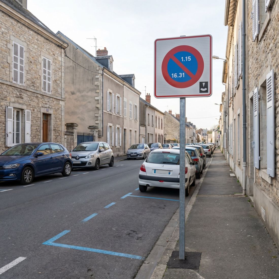 Panneau routier entrée de zone à stationnement unilatéral alterné et à durée limitée B6b5 Image secondaire du produit