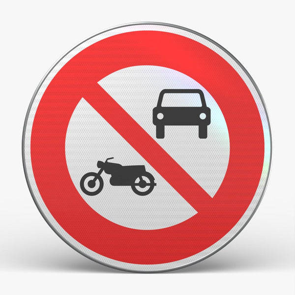 Panneau B7A — Accès interdit aux véhicules à moteur, sauf cyclomoteurs — vue de face