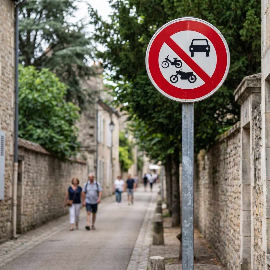 Panneau routier accès interdit à tous les véhicules à moteur B7b Image secondaire du produit