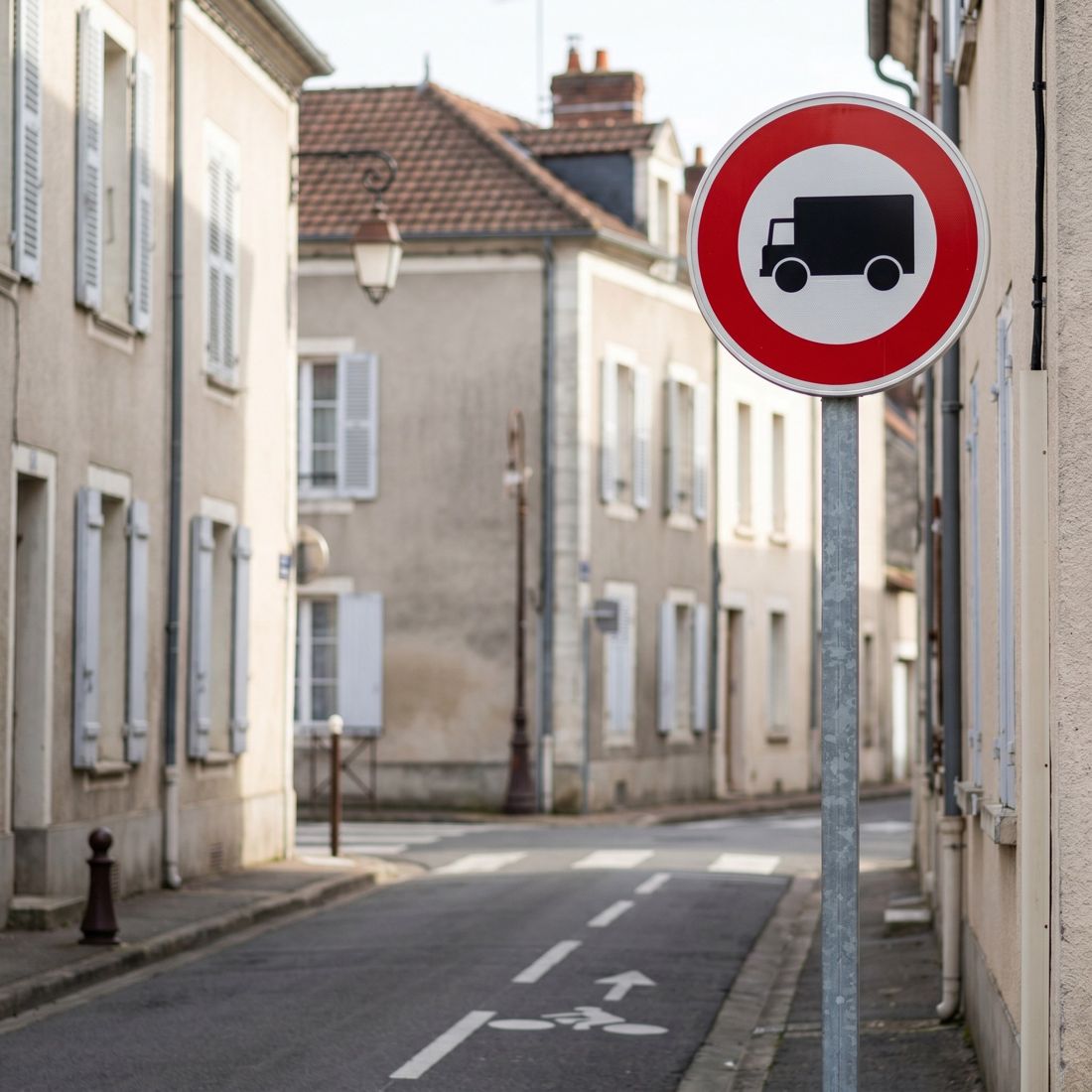 Panneau routier accès interdit aux véhicules de transport de marchandises B8 Image secondaire du produit