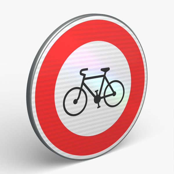 Panneau B9B — Accès interdit aux cycles — vue 3/4 face