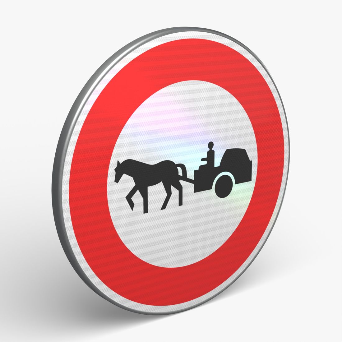 Panneau B9C — Accès interdit aux véhicules à traction animale — vue 3/4 face