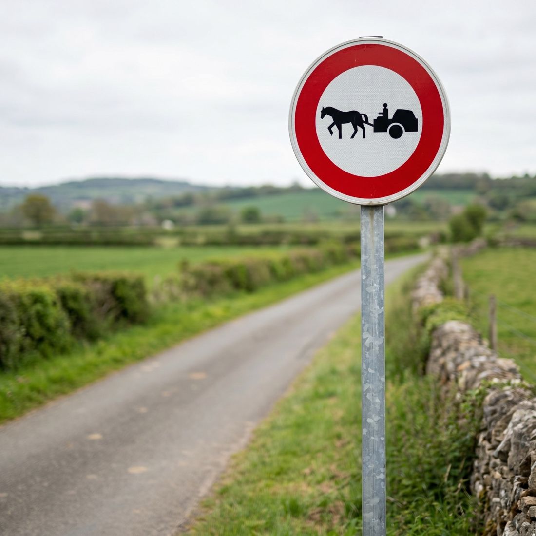 Panneau routier accès interdit aux véhicules à traction animale B9c Image secondaire du produit