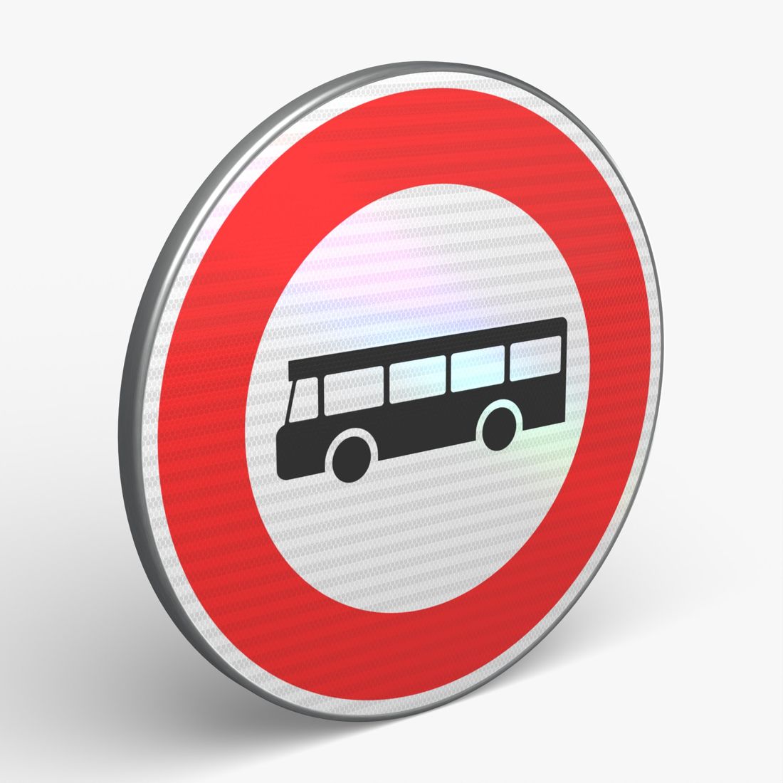 Panneau B9F — Accès interdit aux véhicules de transport en commun — vue 3/4 face