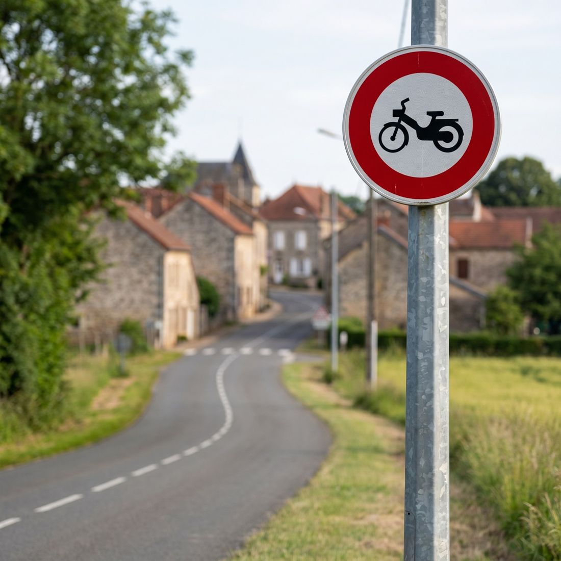 Panneau routier accès interdit aux cyclomoteurs B9g Image secondaire du produit
