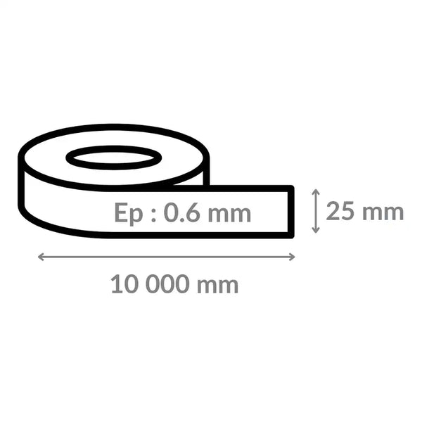 Schéma du rouleau 10 m × 25 mm, épaisseur 0,6 mm
