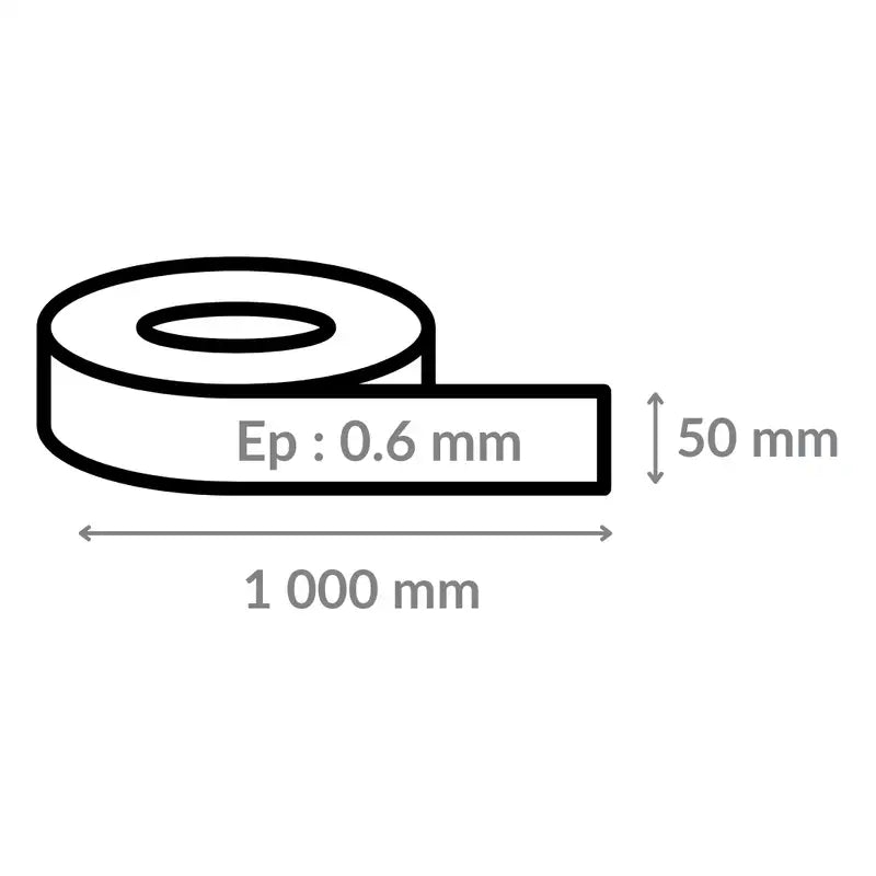 Schéma du rouleau 10 m × 50 mm, épaisseur 0,6 mm