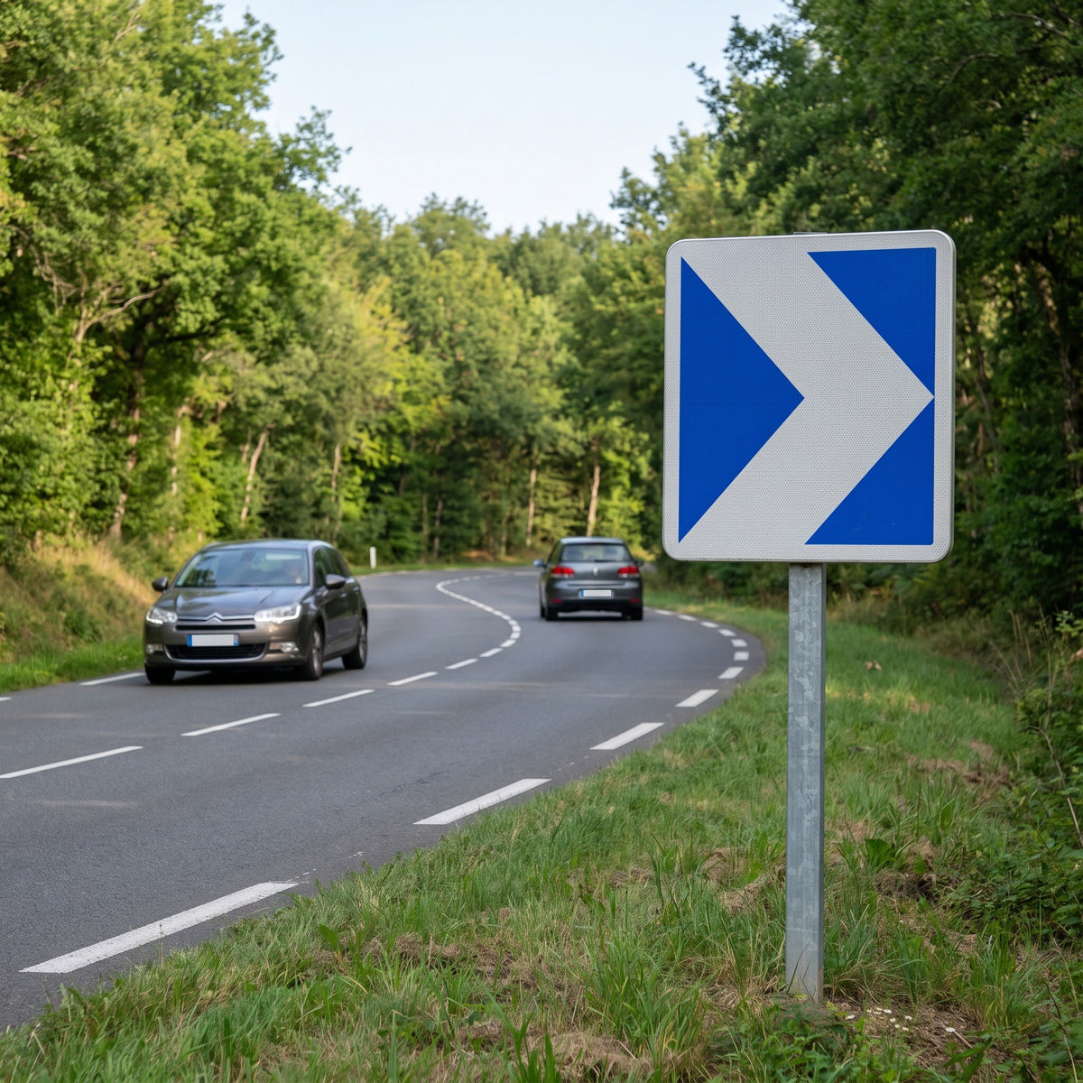 Balise de virage monochevron J4 — mise en situation