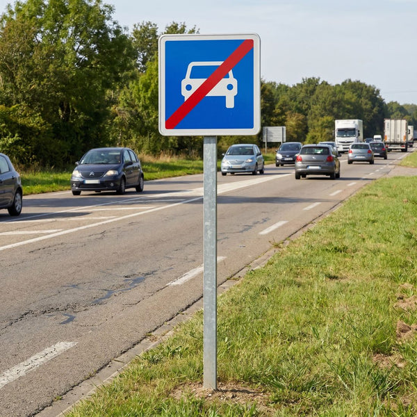 Panneau C108 — Fin de route à accès réglementé — mise en situation sur voirie