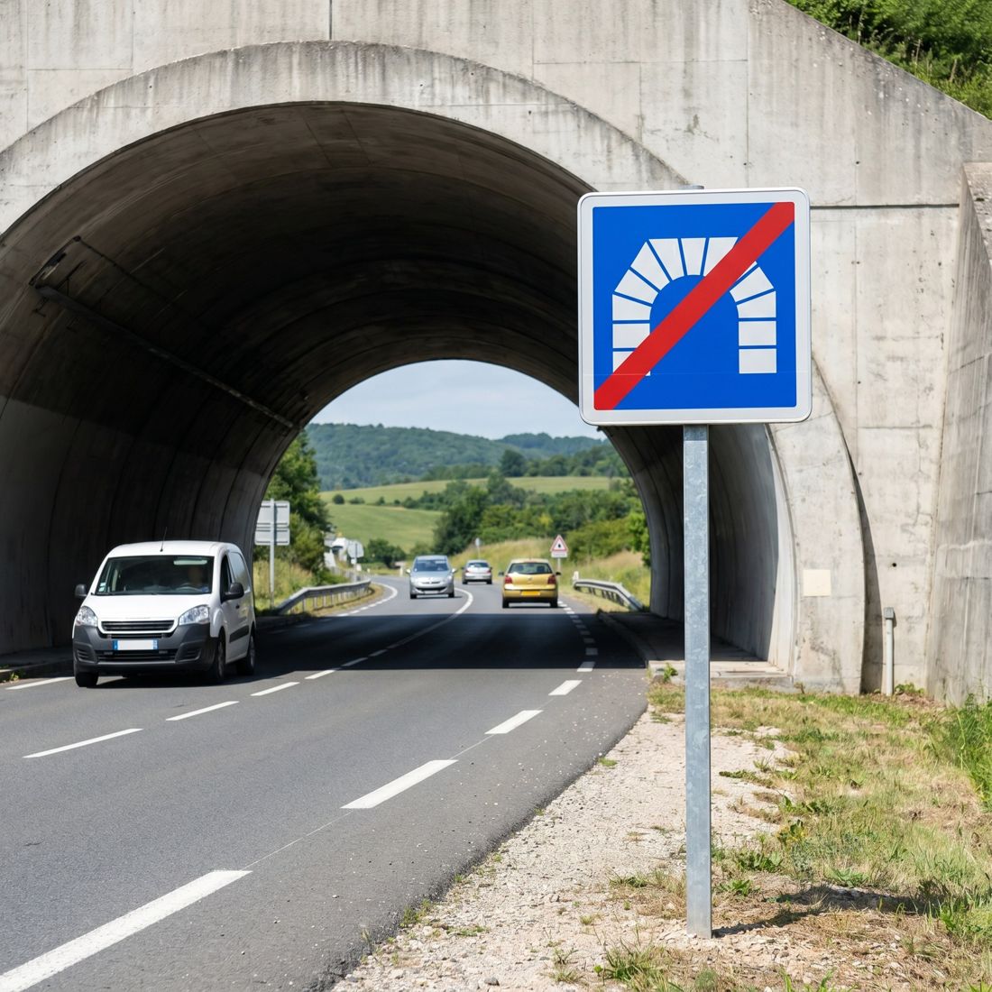 Panneau C112 — Sortie de tunnel — mise en situation sur voirie
