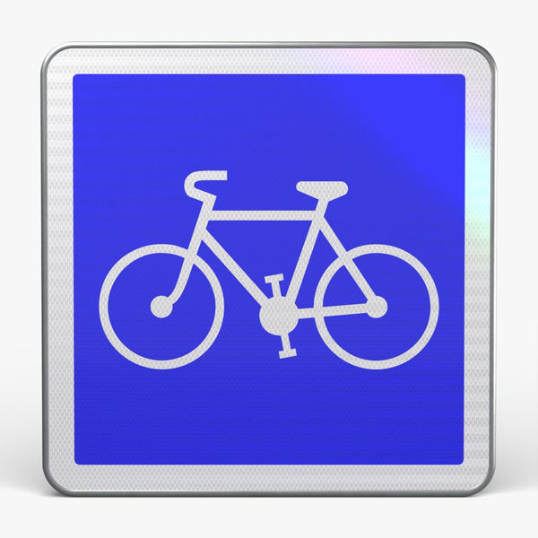 Panneau C113 — Piste ou bande cyclable conseillée et réservée aux cycles — vue de face