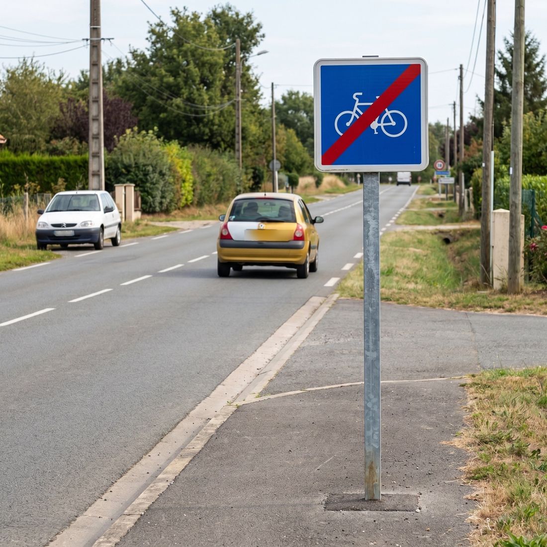 Panneau routier fin de piste ou bande cyclable conseillée C114 Image secondaire du produit