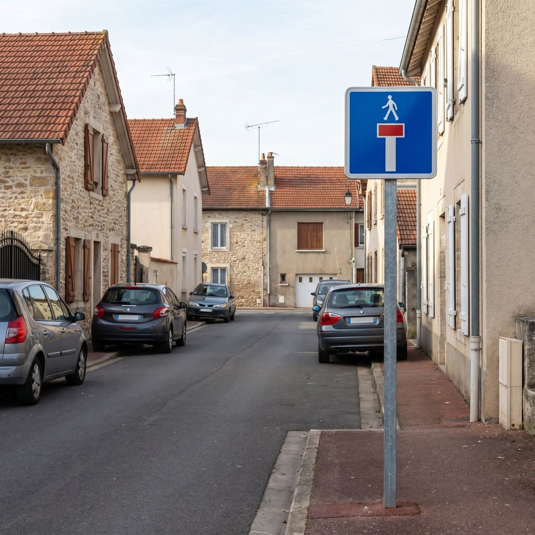Panneau routier impasse comportant une issue pour les cyclistes C13c Image secondaire du produit