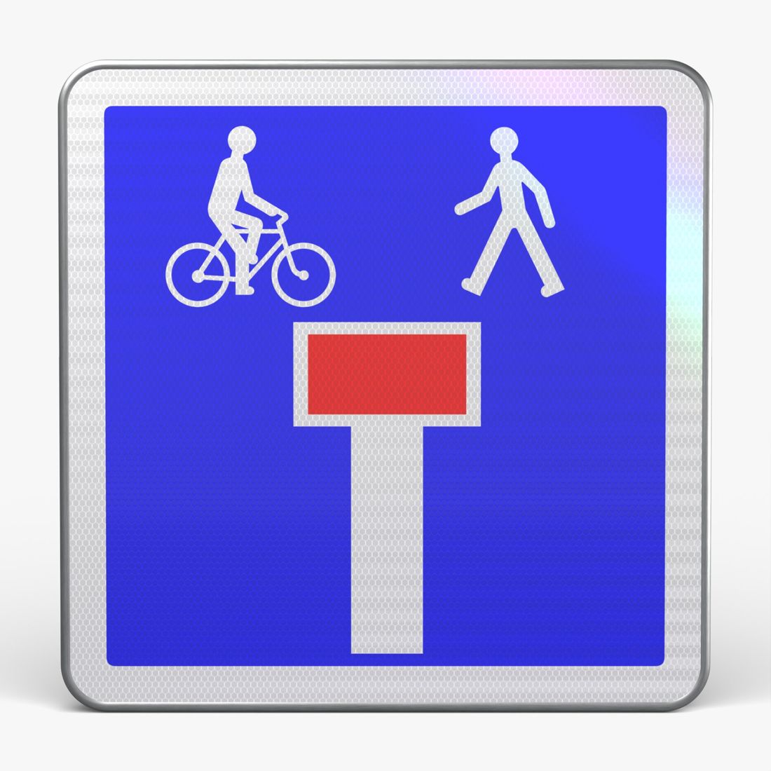 Panneau C13D — Impasse comportant une issue pour les piétons et les cyclistes — vue de face Image principale du produit