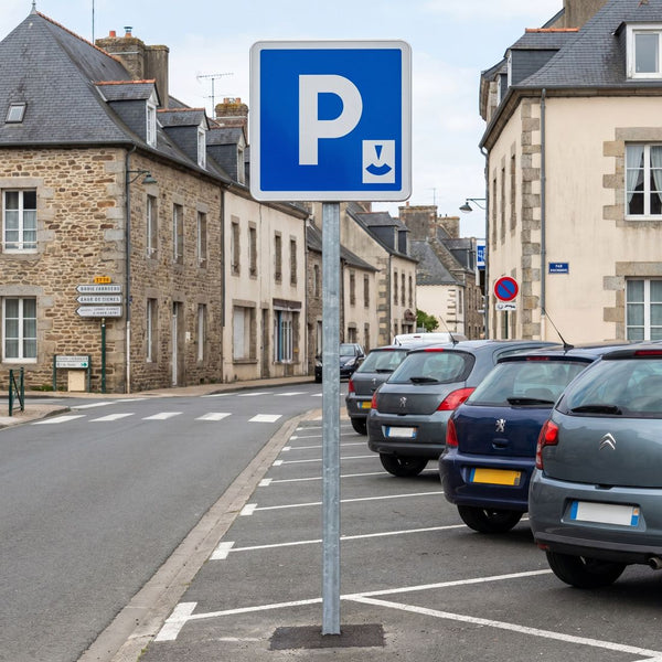 Panneau C1B — Parking (implantation à droite) — mise en situation sur voirie