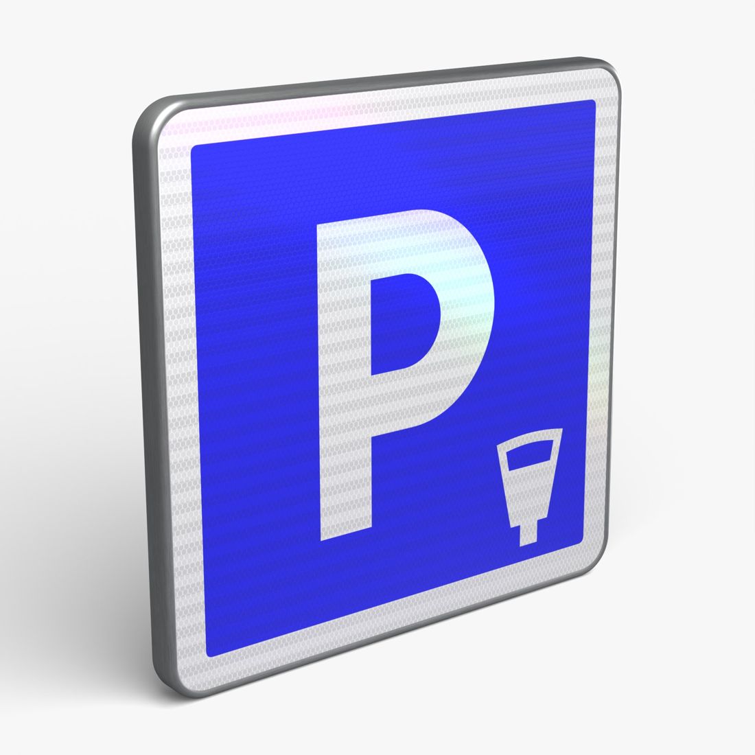Panneau C1C — Parking (implantation à gauche) — vue 3/4 face
