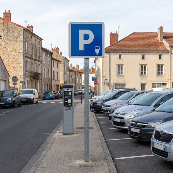 Panneau C1C — Parking (implantation à gauche) — mise en situation sur voirie