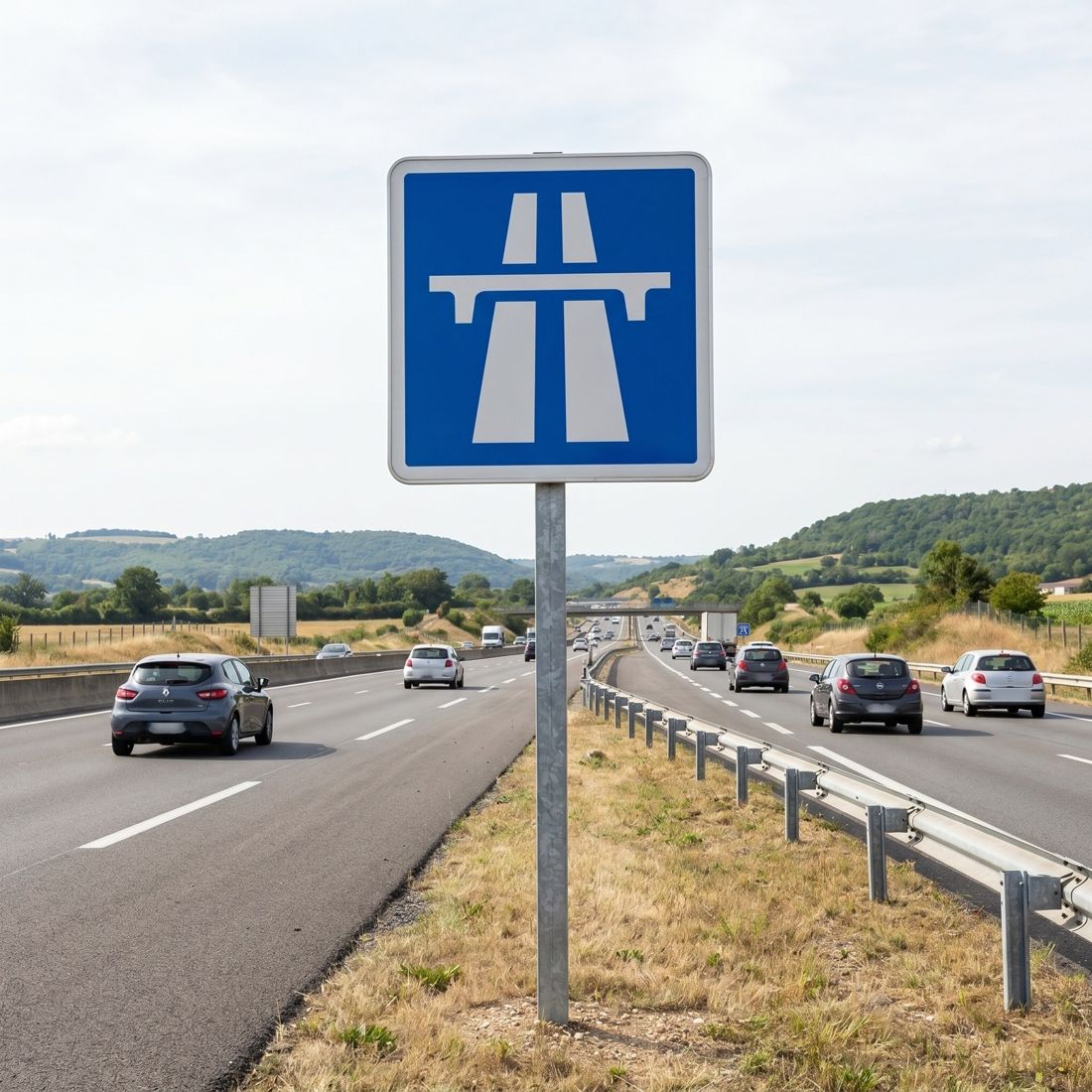 Panneau C207 — Début d'autoroute — mise en situation sur voirie