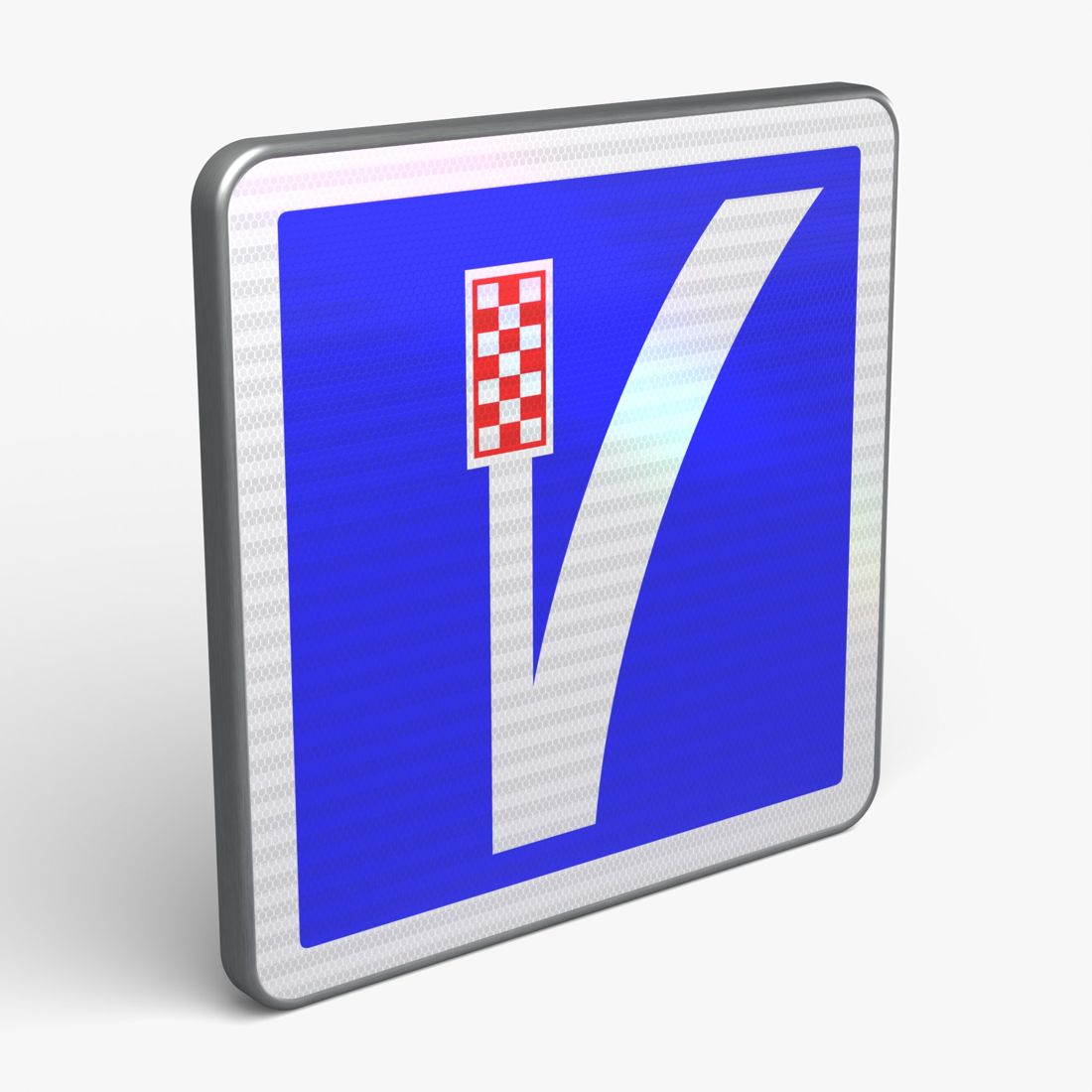 Panneau C26B — Voie de détresse à gauche — vue 3/4 face
