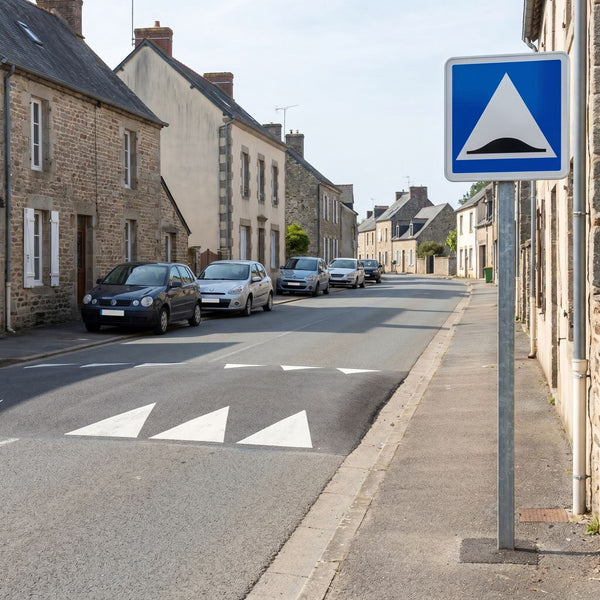 Panneau C27 — Surélévation de chaussée (ralentisseur de type dos-d'âne) — mise en situation sur voirie