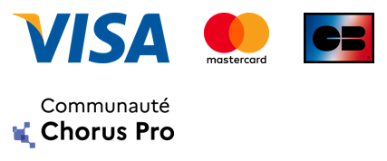 Moyens de paiement : carte bancaire, virement, mandat administratif — factures déposées sur Chorus Pro