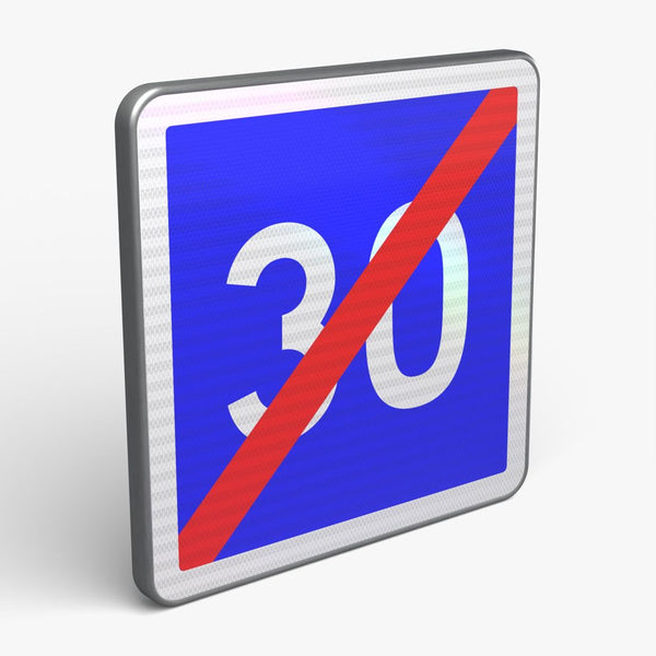 Panneau C4B — Fin de vitesse conseillée — vue 3/4 face