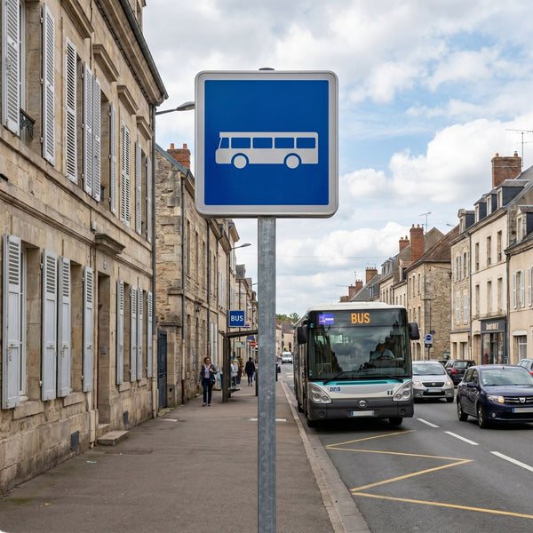 Panneau C6 — Arrêt d'autobus — mise en situation sur voirie