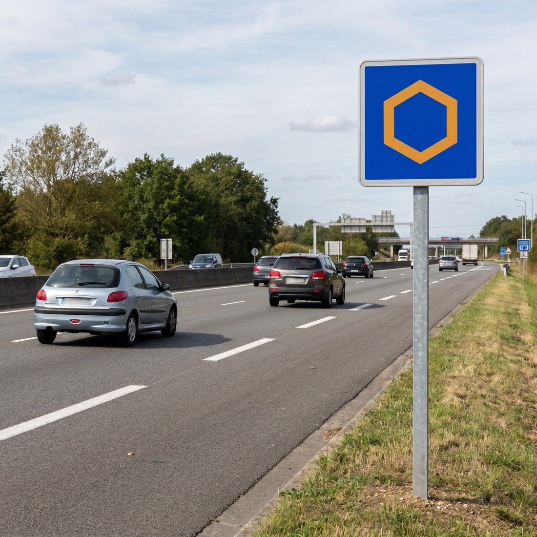 Panneau routier présignalisation d'affectation de voies (variante) C64d Image secondaire du produit